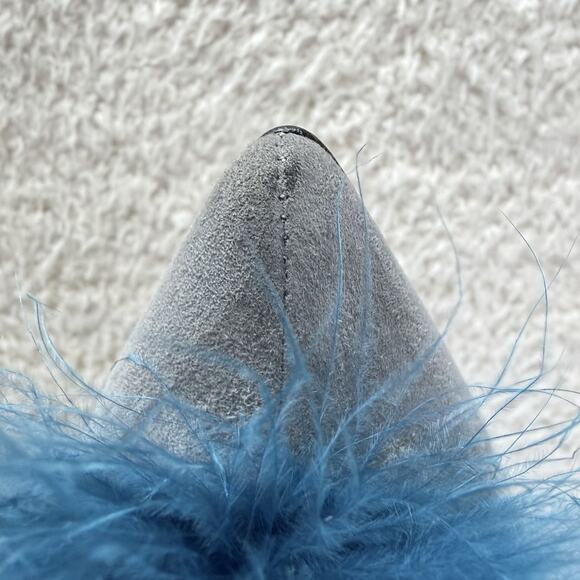 Patricia Green Feather Puff Pom Pom Flats Gray Suede Size 7 Pointed Toe Fashion - Picture 10 of 12